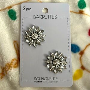 Scunci Silver Flower Barrettes